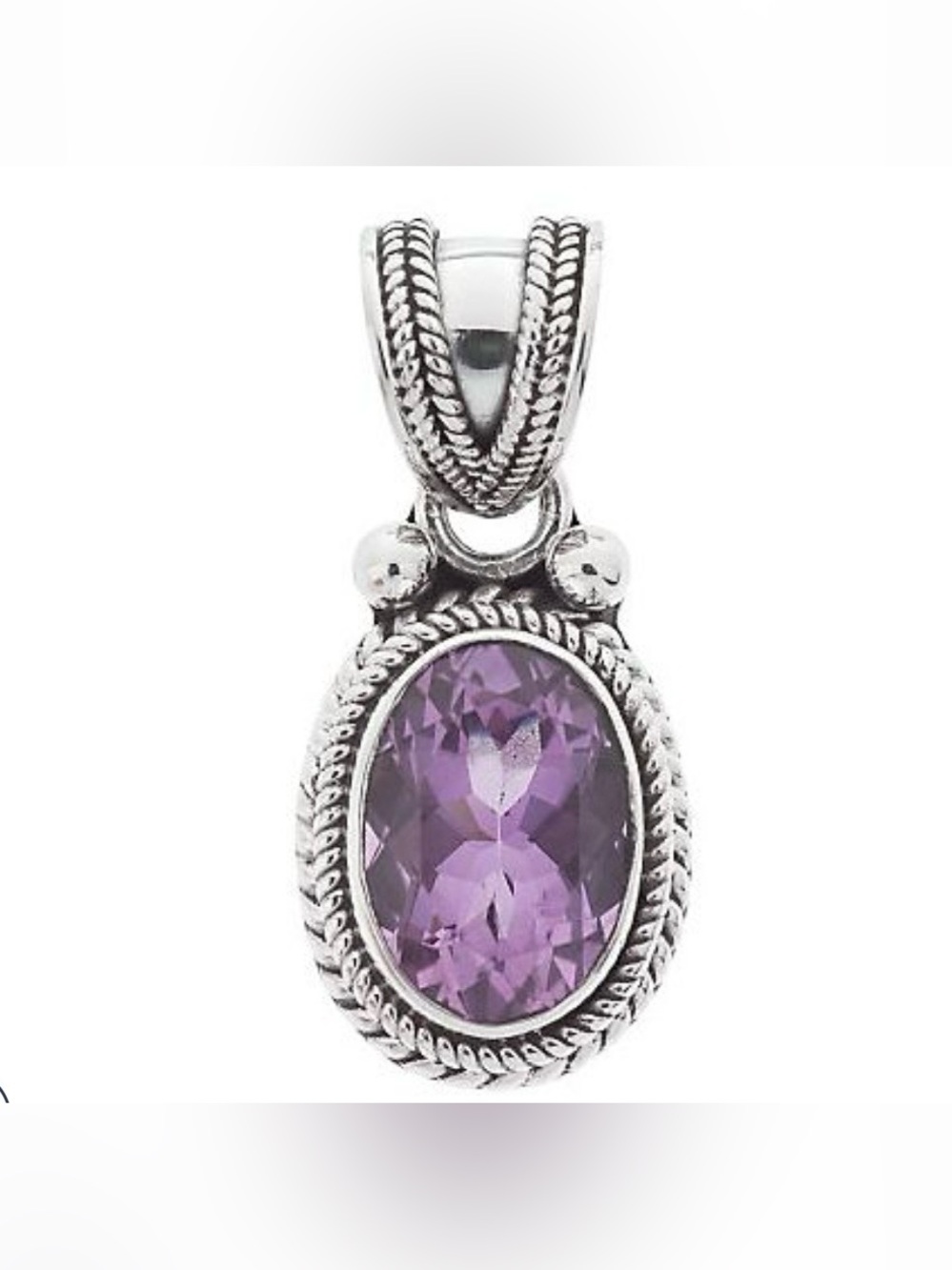 Amethyst Oval Sterling Silver Pendant - Purple